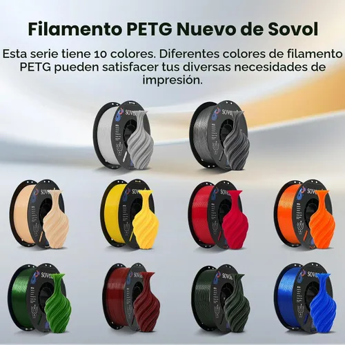 Vista 2 de Sovol Materiales de impresión 3D del filamento 5.74 ft m 2.2 lbs de PETG de Alta precisión, fuerte dureza, tensión de cableado, precisión Verde