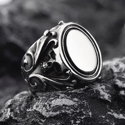 Vista 3 de Anillos de calavera para hombre, de acero inoxidable, anillo gótico de motociclista, joyería para hombres y niños, tallas 7-13