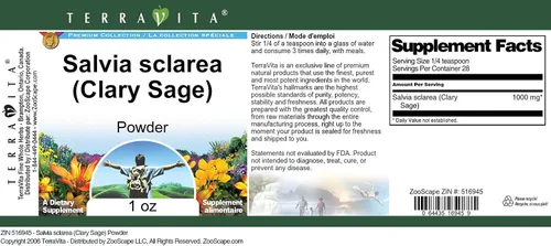 Vista 3 de Salvia sclarea (salvia clarea) Polvo (1 oz, ZIN: 516945)
