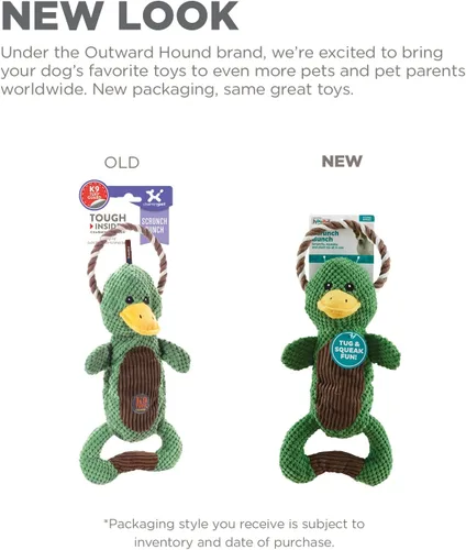 Vista 4 de Outward Hound Scrunch Bunch Duck Juguete Interactivo de Peluche con Sonido para Tirar para Perros Pato de racimo Scrunch