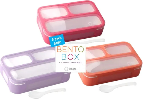 Vista 14 de Bento - Juego de Lonchera para almuerzo o refrigerio, a prueba de fugas, con recipientes, para niños y adultos, libre de BPA, apto para microondas