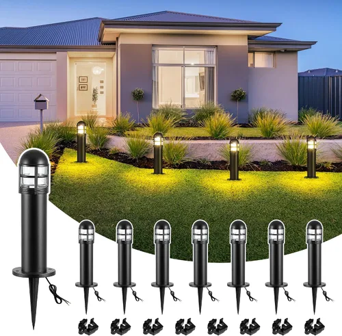 Vista 10 de Luces de camino al aire libre, 12V LED Bolardo luz, negro Negro clásico