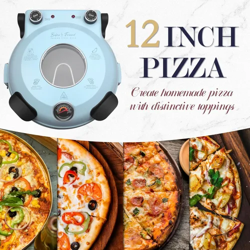Vista 6 de Horno de pizza eléctrico de Baker's Friend para encimera interior, máquina de 12 pulgadas para el hogar, cocedor y parrilla, horno de piedra