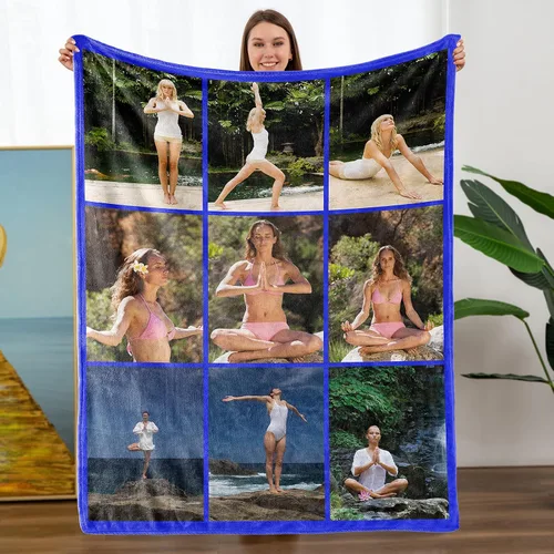 Vista 26 de Mantas personalizadas con fotos, manta personalizada con nombre de imagen para esposa, marido, novio, novia, aniversario, Navidad, cumpleaños, 1 Foto
