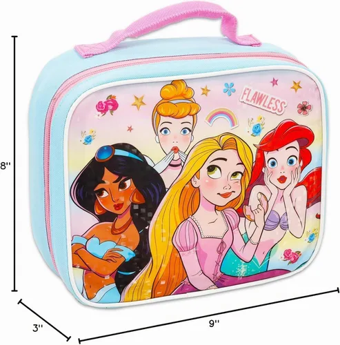 Vista 3 de Disney Princess - Lonchera para niños y niñas, paquete con bolsa de almuerzo aislada, más
