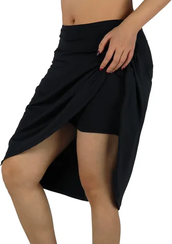 Vista 3 de BELEROY Falda pantalón hasta la rodilla para mujer con bolsillos, falda midi con pantalones cortos integrados, falda de tenis de golf para uso casual