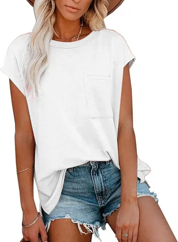 Vista 27 de CNFUFEN Camisetas de manga corta/larga para mujer, a la moda, casual, de verano, ligeras, sólidas, de moda