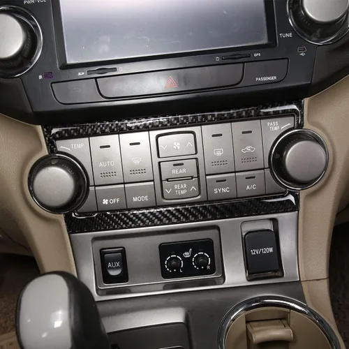 Vista 4 de Para Toyota Highlander 2009 2010 2011 2012 2013 Real Fibra de Carbono Adhesivo 3D Interruptor de Aire Acondicionado Marco de Control