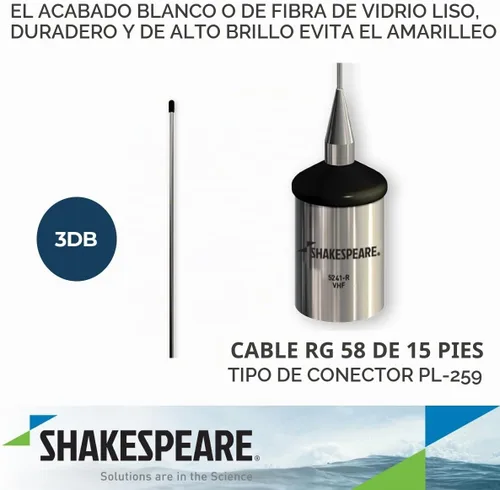 Vista 3 de Shakespeare 5241-R Antena marina VHF de perfil bajo de 3