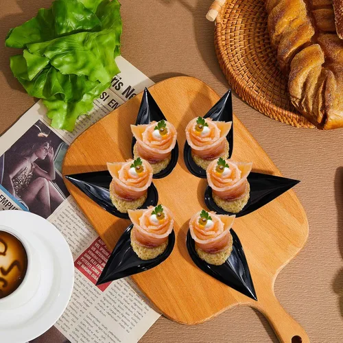 Vista 4 de Tessco for you 800 cucharas desechables de aperitivo de 4 pulgadas, mini platos de plástico para aperitivos, pequeños vasos de catering para postres