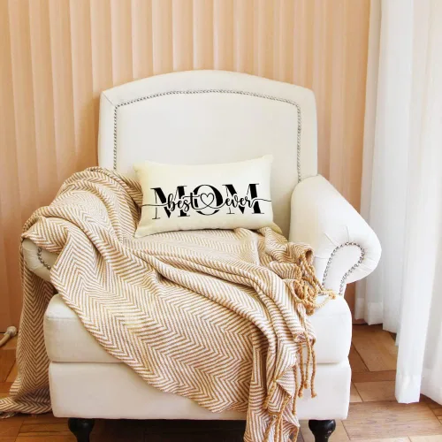 Vista 3 de Ogiselestyle Best Mom Ever - Fundas de almohada, 12 x 20 pulgadas, funda de cojín feliz para sofá