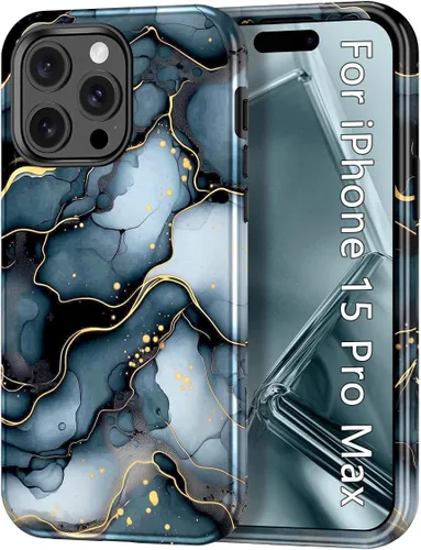Vista 22 de CASEFIV Funda compatible con iPhone 11, patrón de mármol 3 en 1, resistente a prueba de golpes y caídas, cuerpo completo, policarbonato duro