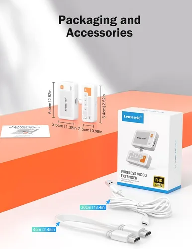 Vista 9 de Lemorele Kit de transmisor inalámbrico USB-C y receptor HDMI, Plug and Play, 5G 1080P @60Hz, extensor de baja latencia de 164.0 ft/164 pies