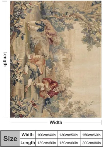 Vista 3 de Aubusson - Manta de franela con estampado francés antiguo de 50 x 40 pulgadas, manta ligera y esponjosa de invierno y otoño, acogedora y suave felpa