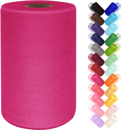 Vista 13 de Rollo de tela de tul de 6 pulgadas por 100 yardas (300 pies) cinta de tul malla transparente para bricolaje, falda tutú, envoltura de regalos, boda