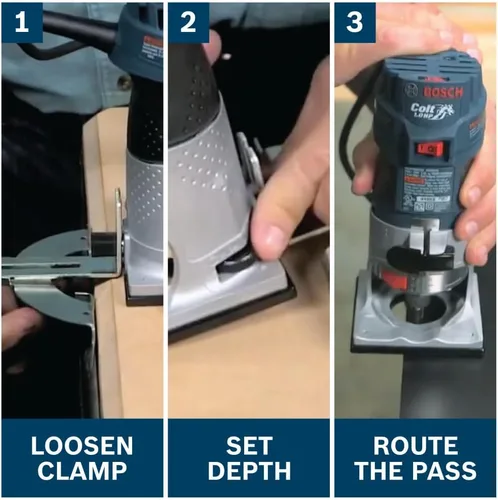 Vista 8 de BOSCH PR20EVS Colt - Router de palma de velocidad variable de 1.0 HP - Motor de 5.6 amperios, arranque suave, circuito de respuesta constante