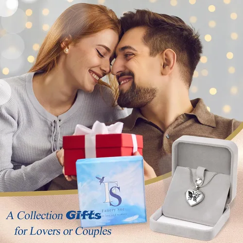 Vista 7 de Fanery Sue Personalized Heart Locket Necklace that Holds Pictures, Customize Photo Pendant Picture Jewelry Mothers Day Gifts for Women