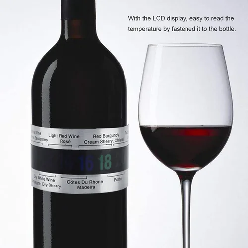 Vista 5 de Termómetro de vino con forma de botella de vino, detector de temperatura de vino con pantalla LCD para vino tinto de cerveza, termómetro instantáneo
