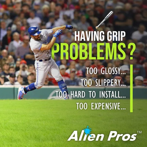 Vista 2 de ALIEN PROS - Cinta de agarre para bate de béisbol (2 agarres/4 agarres), 1.1 mm, precortada y sensación Pro – Reemplazo para agarre de bate