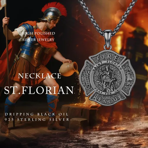 Vista 7 de Collar con colgante de plata de ley 925 con medalla de San Patrón, joyería religiosa para hombres y mujeres, con cadena de acero inoxidable 316L
