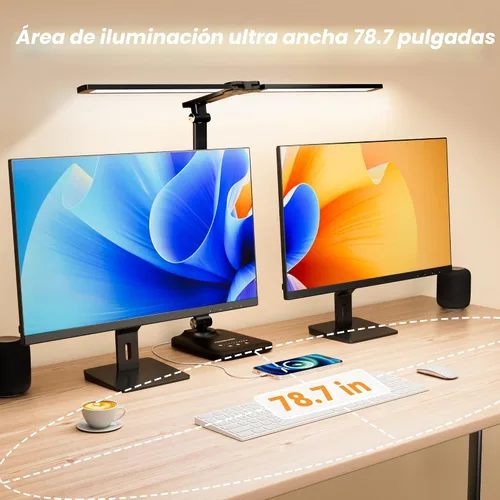 Vista 3 de CHARYJOD - Lámpara LED de escritorio para oficina en casa, luz de escritorio de arquitecto de altura ajustable con adaptador USB, lámpara de Negro