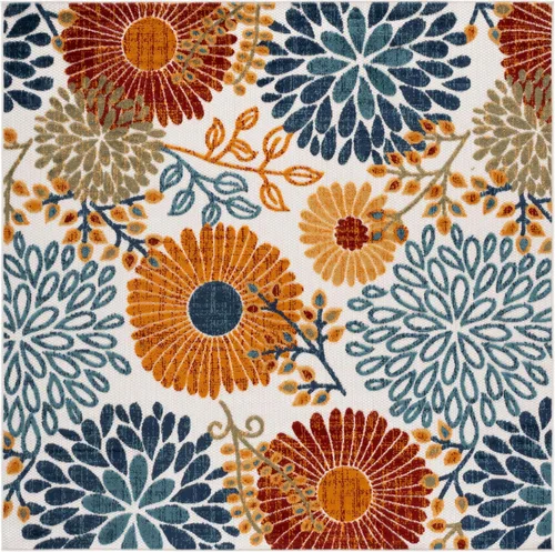Vista 19 de SAFAVIEH Alfombra lavable de colección Cabana para exteriores, 2 x 4 pies, gris y azul, no desprende pelusa y fácil de limpiar, entrada puerta