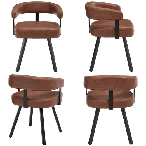 Vista 3 de DUOMAY Juego de 2 sillas de comedor de piel sintética, sillas de cocina curvadas con respaldo abierto con patas de metal, modernas sillas laterales