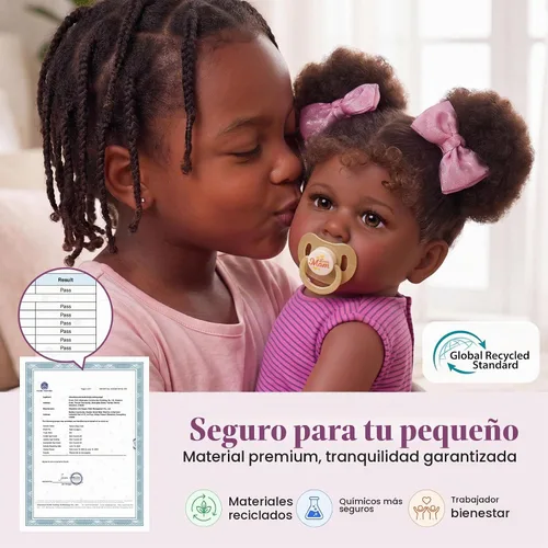 Vista 5 de JIZHI - Muñecas de bebé Reborn negras de 22 pulgadas, muñeca realista con accesorios