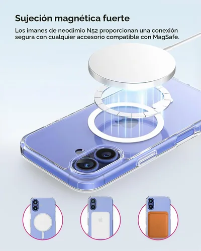Vista 3 de Crystal Fit - Funda magnética transparente para iPhone 16, compatible con MagSafe, antiamarilleo, funda protectora delgada (para iPhone 16)