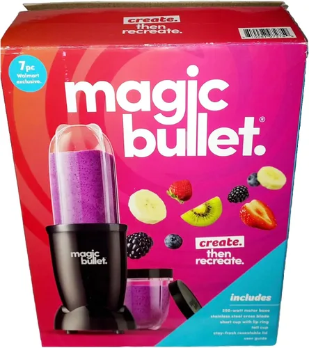 Vista 3 de Magic Bullet Licuadora personal de 7 piezas, 250 vatios, 18 onzas, MBR-0701AKP, todo negro