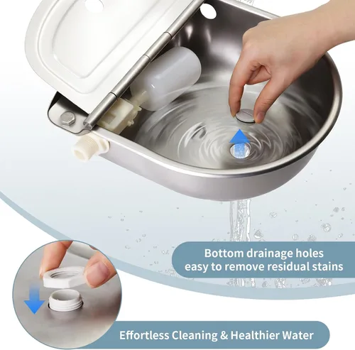 Vista 4 de Cuenco de agua automático para perro de gran tamaño, cuenco de agua potable para animales, cuenco de agua para perros al aire libre, cuenco de agua