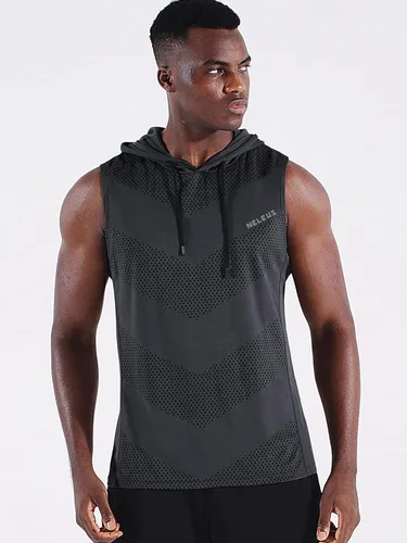 Vista 7 de Neleus Camisetas sin mangas de entrenamiento para hombre, paquete de 3 camisetas sin mangas para correr con capucha