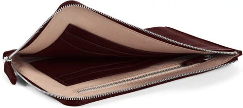 Vista 3 de Leatherology Cartera de viaje con cremallera delgada burdeos