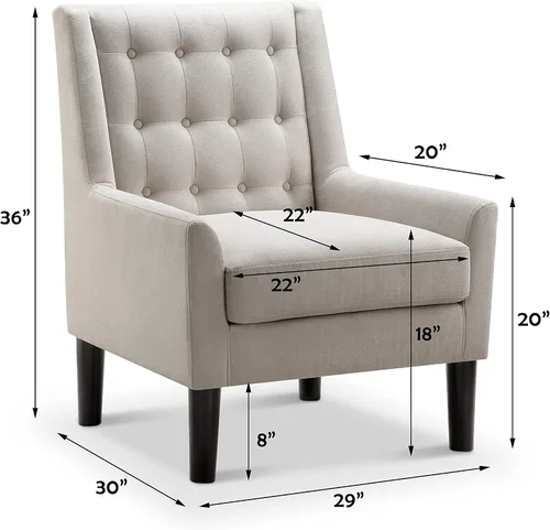 Vista 2 de Rosevera Maci - Sillas decorativas, sillón moderno de mediados de siglo para sala de estar, asiento cómodo para dormitorio, apartamento, fácil Beige