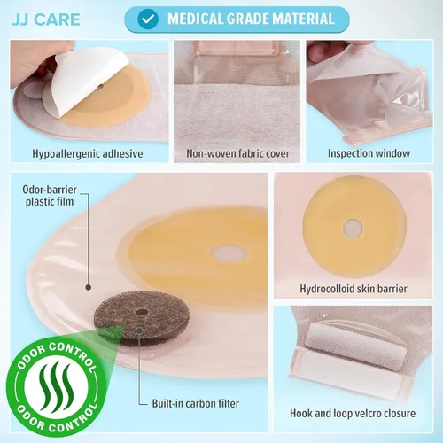 Vista 5 de Bolsas de colostomía 20 piezas, bolsas de ostomía de una pieza, suministro de ostomía sin desorden
