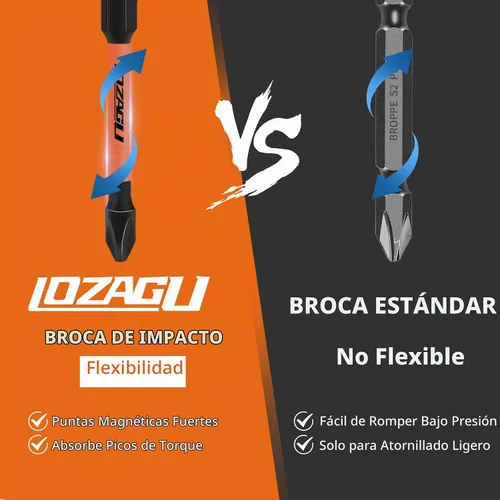 Vista 2 de Juego de 12 brocas Phillips #2 Impact Magnetic, S2 Steel, 1 2 3 4 5 6 pulgadas de largo, brocas PH2 de 1/4 de vástago hexagonal Phillips