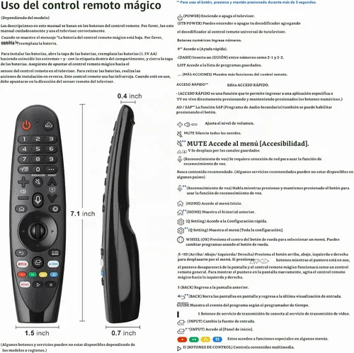 Vista 7 de Voice Magic - Control remoto para LG TV de repuesto con batería