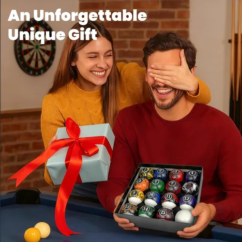 Vista 8 de Billiard Balls Pool Table 16 Ball Complete Set with Cue Ball negro (black swirl)