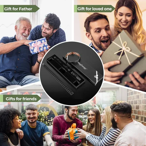 Vista 6 de MagEnergy Pulseras magnéticas de cobre para hombre, 99.9% de cobre puro con imanes de fuerza de doble fila, joyería ajustable con herramienta
