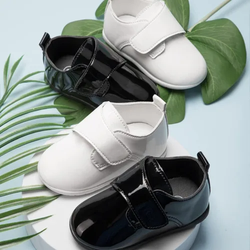 Vista 2 de Sonsage Zapatos Oxford para bebés y niñas, mocasines de piel sintética, antideslizantes, unisex, clásicos, suela suave, recién nacido, caminar