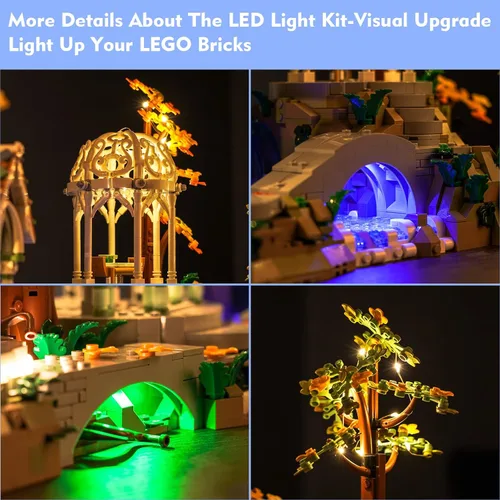 Vista 5 de LocoLee Kit de luces LED compatible con Lego Rivendell, accesorios de iluminación de bricolaje compatibles con Lego 10316 para ventiladores