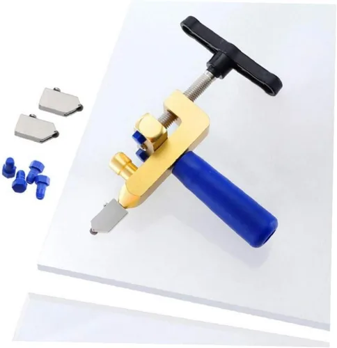 Vista 5 de Cortador manual de azulejos para cortar baldosas cerámicas rueda guía de medición precisa recta herramienta de construcción de abridor de azulejos