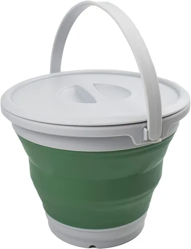 Vista 10 de SAMMART Cubo de plástico plegable de 5.5 L (1.4 galones) con tapa, bañera redonda plegable con tapa, cubo de agua portátil para pesca, maceta