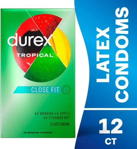 Vista 2 de Durex Preservativos de látex con sabor tropical, 12