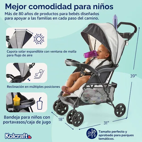 Vista 4 de Kolcraft Nube Plus Asiento ligero carriola con sistema de seguridad de 5 y multi-positon reclinable, Slate