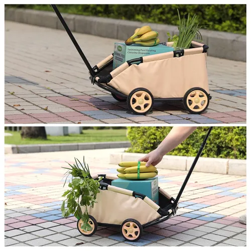 Vista 15 de Mini cochecitos para perros para mini mascotas, carritos de compras multifuncionales plegables con mango extensible, cojín integrado y cuerda