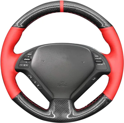 Vista 14 de Loncky - Funda de cuero para volante color beige, ajuste personalizado para Infiniti G37/ Infiniti G35/ Infiniti EX35 /Infiniti EX25/ Infiniti EX37