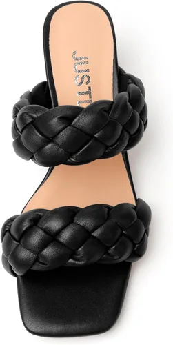 Vista 3 de Sandalias de tacón bajo para mujer, sin cordones, con punta cuadrada, estilo casual, mate, de 2 pulgadas