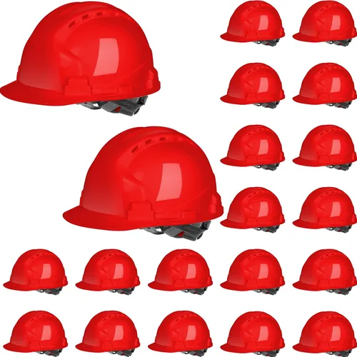 Vista 7 de Leumoi Paquete de 20 cascos de seguridad de suspensión de 4 puntos, cascos de seguridad de ABS con trinquete, cascos de construcción ajustables