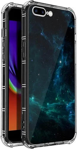 Vista 3 de CARLOCA Funda compatible con iPhone 7 Plus para niña, transparente con increíble diseño de nebulosa espacial, diseño de plástico a prueba de golpes